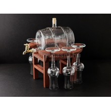Fa pálinkás készlet Grappás poharakkal barna - 1 -  Fa és üveg kombinációk